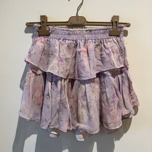 LoveShackFancy Purple Smocked Waist Tiered Ruffle Skirt size small